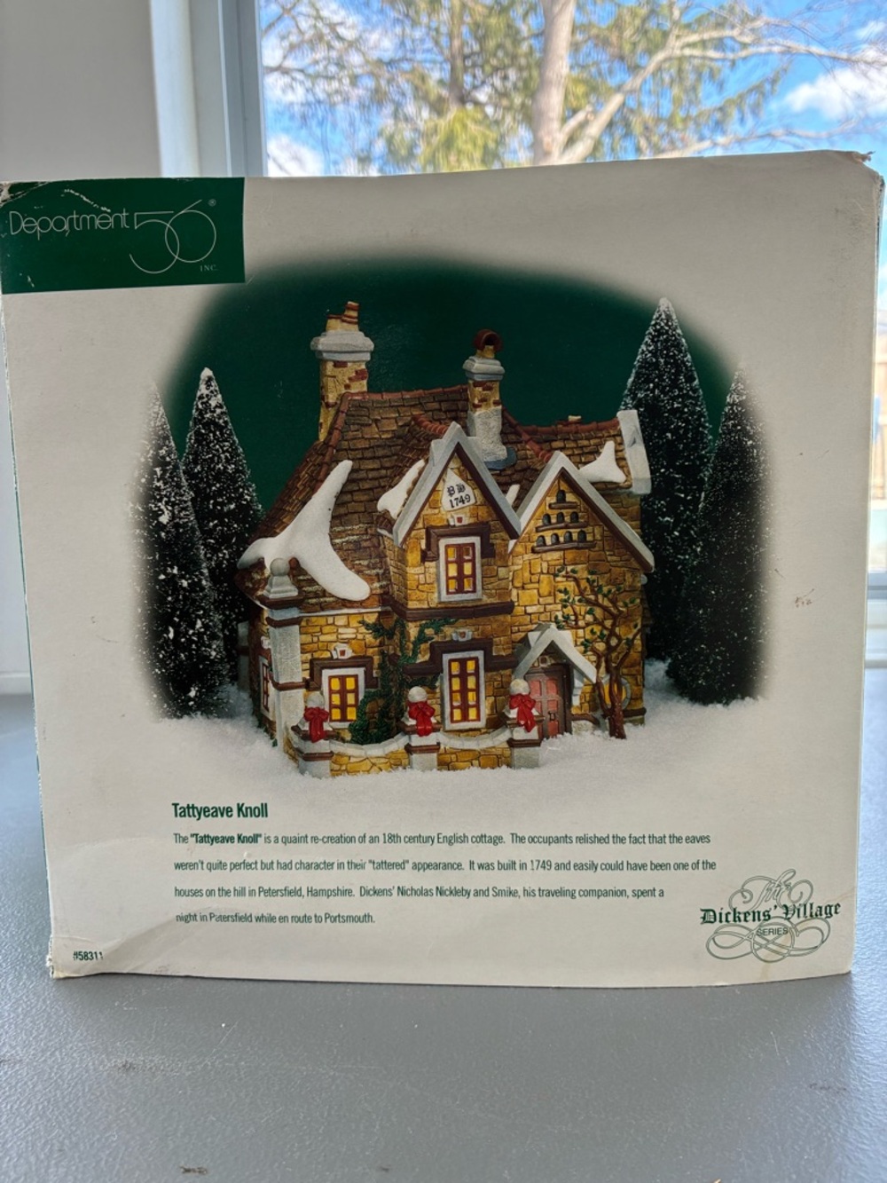 Department 56 Dickens Village Stone Cottage in Green and White